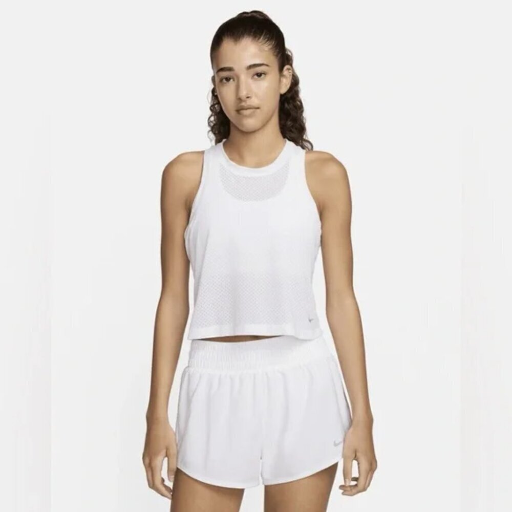 NWT Nike One Classic Breathable Mesh White Dri-FIT Tank Top